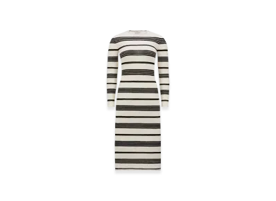 MONCLER Striped Boucle Midi Dress "Black Red"