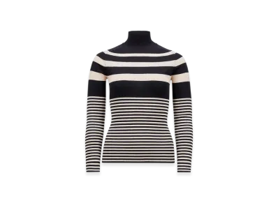 MONCLER Striped Wool Polo Neck Jumper "White Blue"