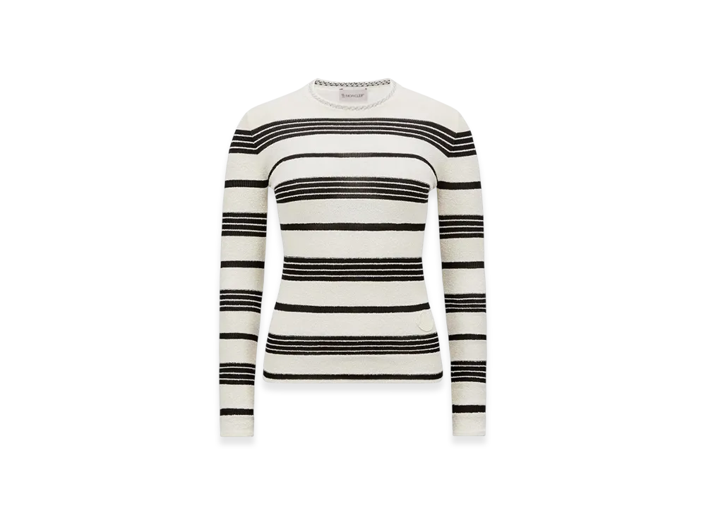 MONCLER Striped Boucle Jumper "Black Red"