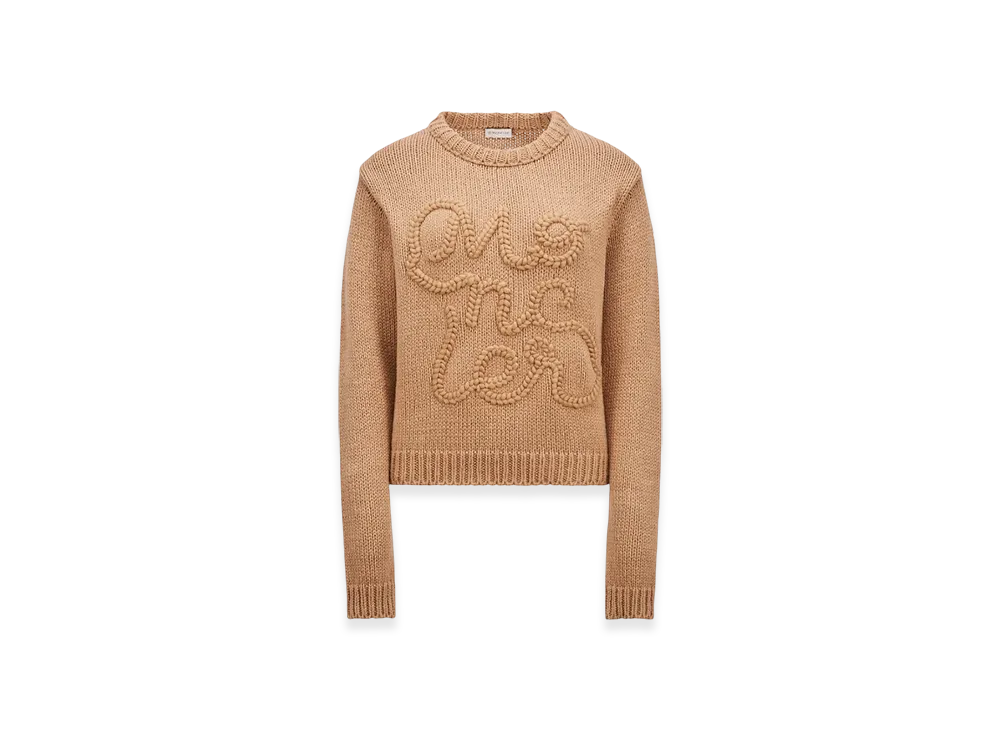 MONCLER Embroidered Logo Cotton Jumper "Beige"