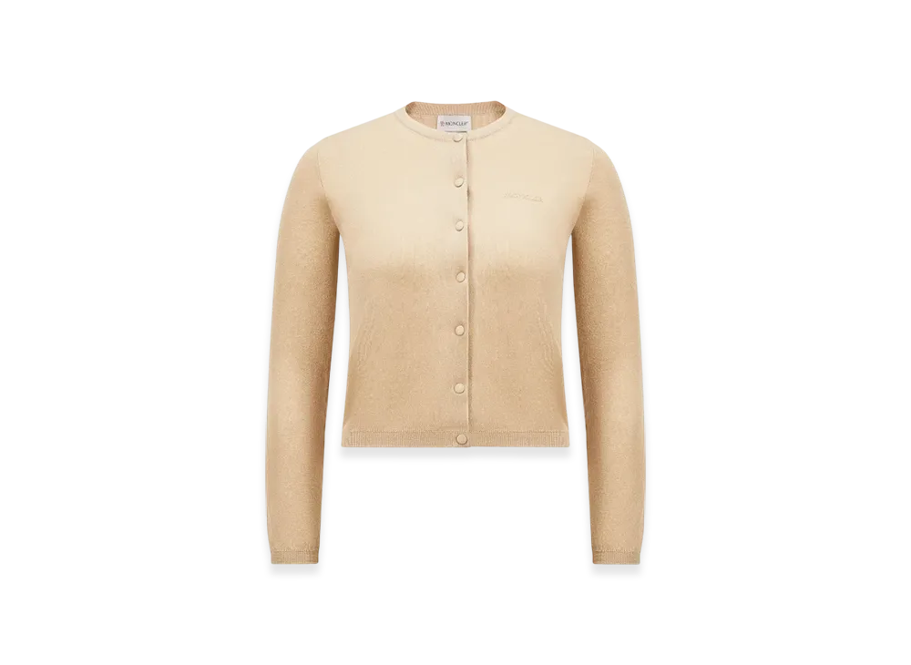 MONCLER Embroidered Logo Cotton Cardigan "Light Beige"