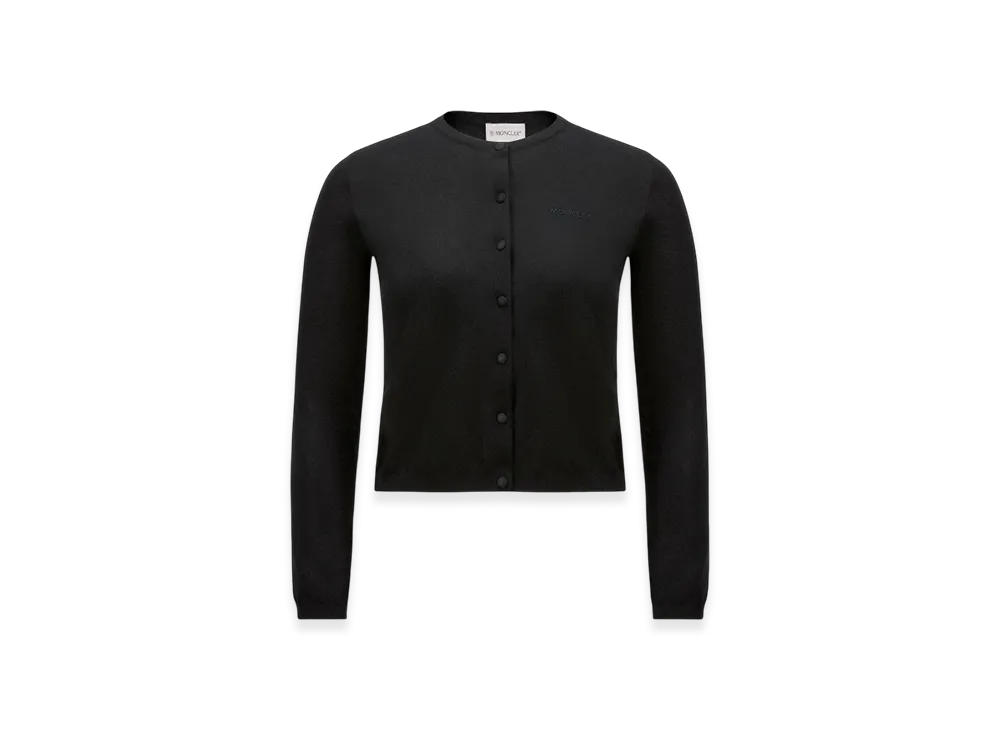 MONCLER Embroidered Logo Cotton Cardigan "Black"