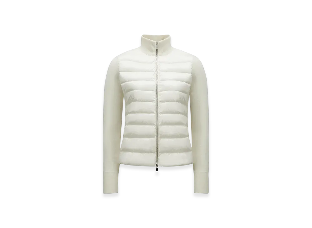 MONCLER Padded Wool Zip-Up Cardigan "White"