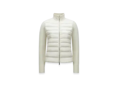MONCLER Padded Wool Zip-Up Cardigan "White"