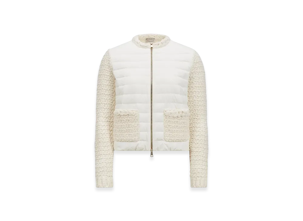 MONCLER Padded Cotton Zip-Up Cardigan "White"