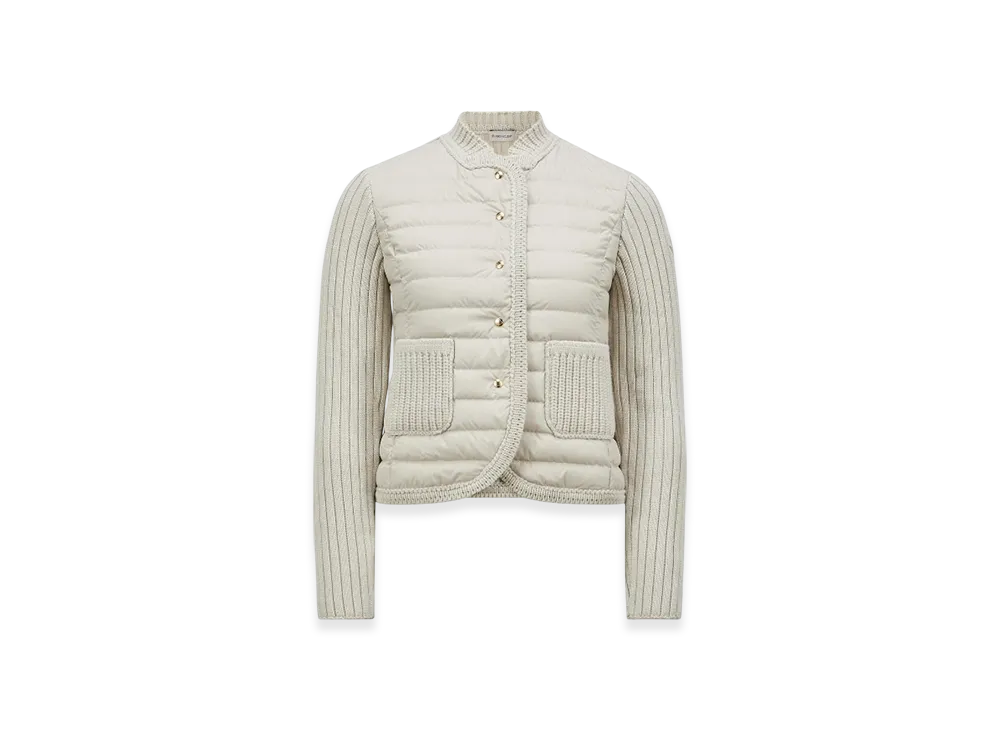 MONCLER Padded Wool Cardigan "Light Beige"