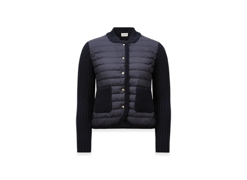 MONCLER Padded Wool Cardigan "Navy Blue"