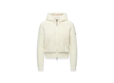 MONCLER Padded Wool & Teddy Zip-up Hoodie "White"