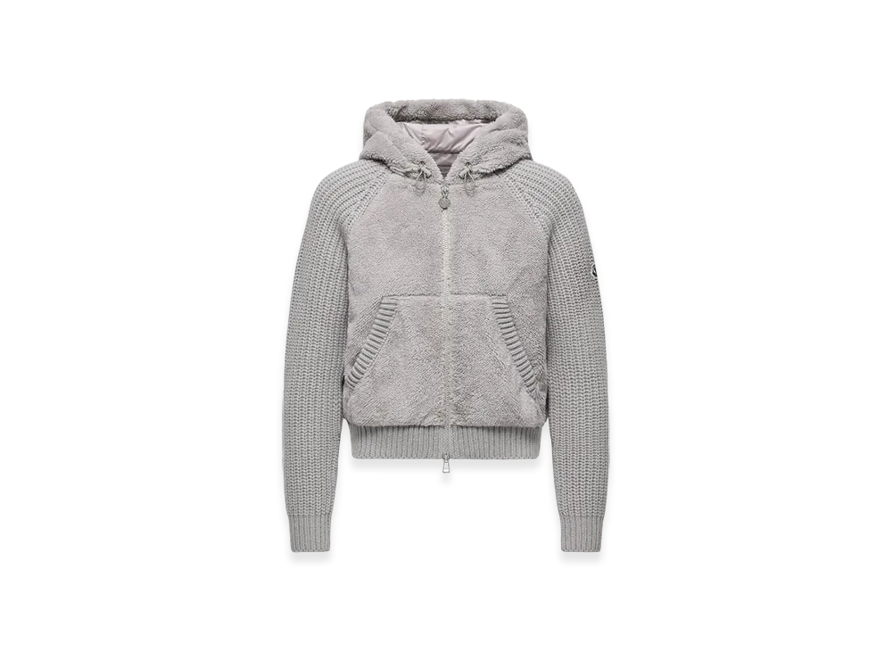 MONCLER Padded Wool & Teddy Zip-up Hoodie "Grey"