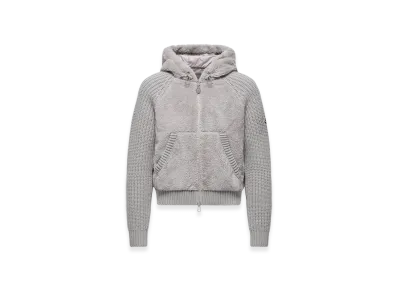 MONCLER Padded Wool & Teddy Zip-up Hoodie "Grey"