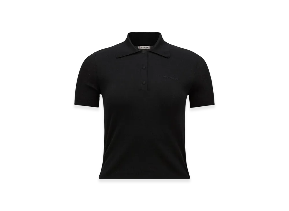 MONCLER Embroidered Logo Cotton Polo Shirt "Black"