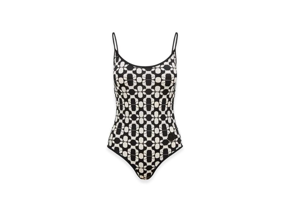 MONCLER Geometric Print Swimsuit "Blue White"
