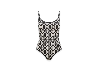 MONCLER Geometric Print Swimsuit "Blue White"