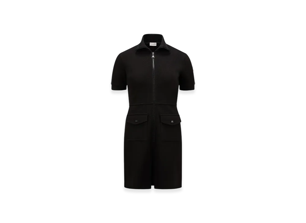 MONCLER Piquet Half-Zip Polo Dress "Black"