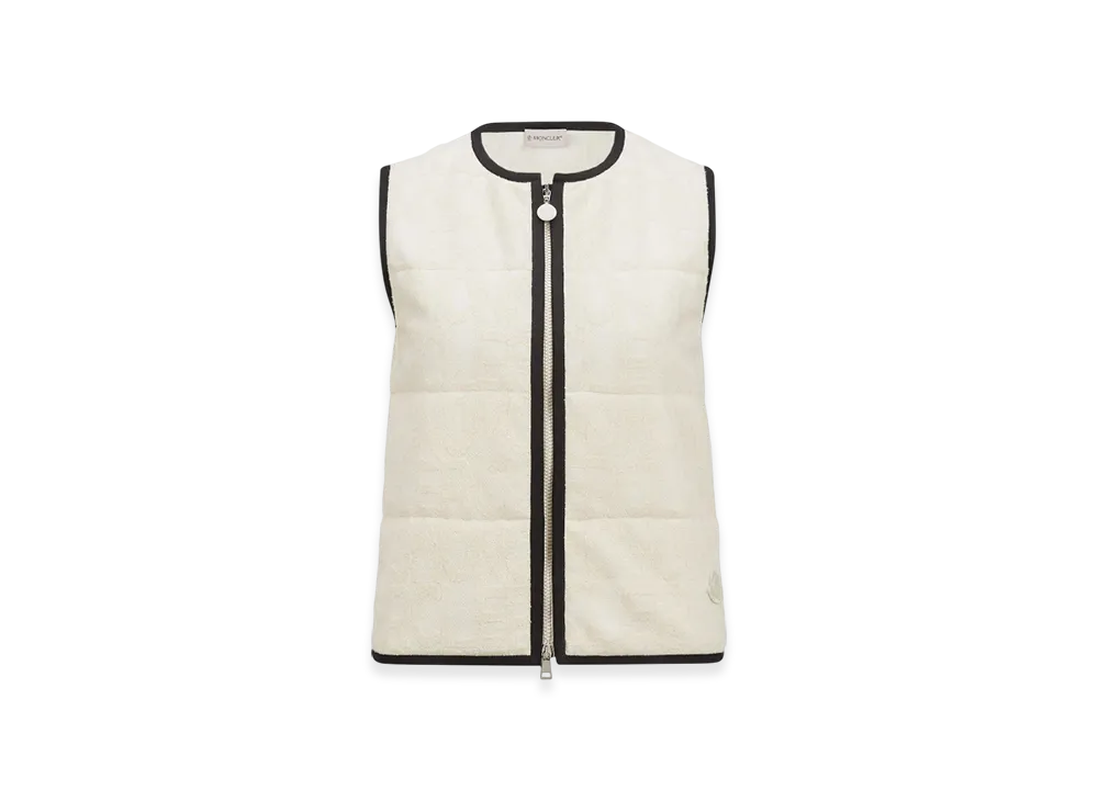 MONCLER Terry Cloth Logo Jacquard Padded Gilet "White"