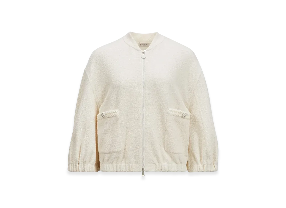 MONCLER 2-in-1 Boucle Zip-Up Cardigan "White"