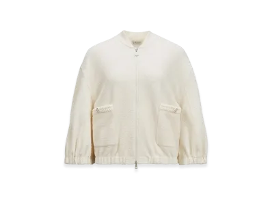 MONCLER 2-in-1 Boucle Zip-Up Cardigan "White"