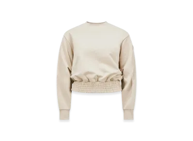 MONCLER Pleated Sleeve Cotton Sweatshirt "Beige"