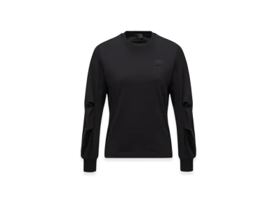MONCLER Cotton Pleated Sleeve T-Shirt "Black"