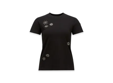 MONCLER Crystal Flowers Cotton T-Shirt "Black"