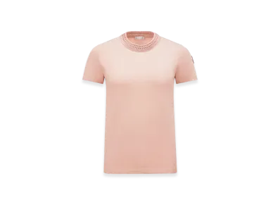 MONCLER Crochet Accent Cotton T-Shirt "Pink"