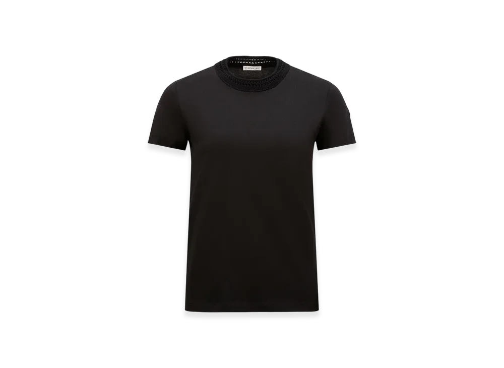 MONCLER Crochet Accent Cotton T-Shirt "Black"