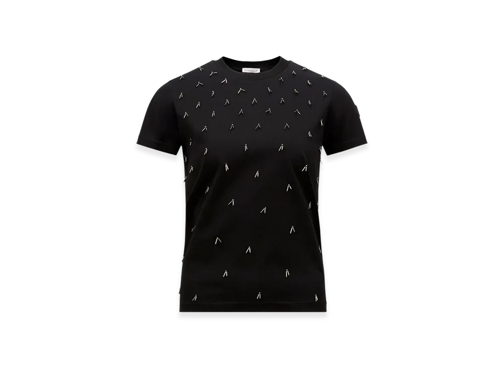 MONCLER Beaded Cotton T-Shirt "Black"