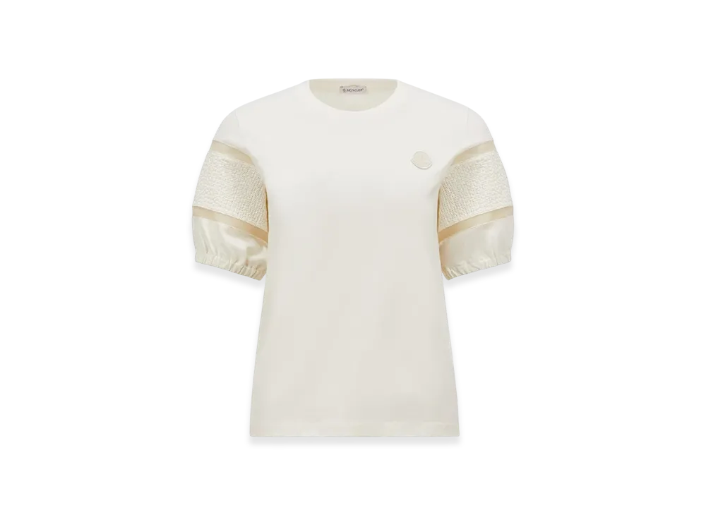 MONCLER Silk Trim Cotton T-Shirt "White"
