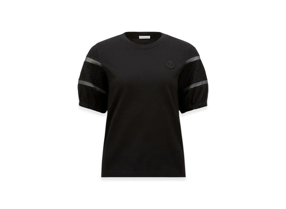 MONCLER Silk Trim Cotton T-Shirt "Black"