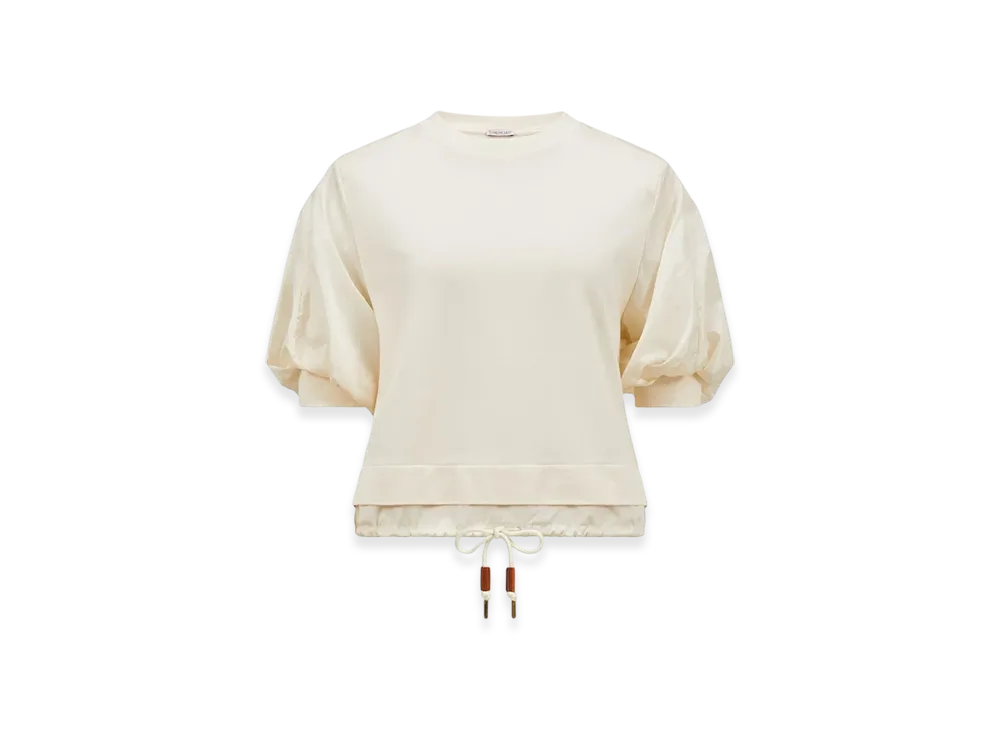 MONCLER Puff Sleeve Cotton T-Shirt "White"