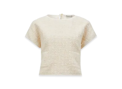 MONCLER Silk & Tweed Top "White"