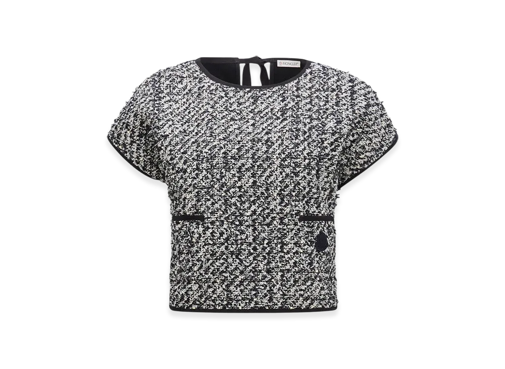 MONCLER Silk & Tweed Top "Blue White"