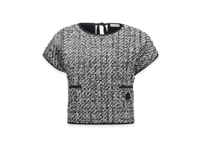 MONCLER Silk & Tweed Top "Blue White"