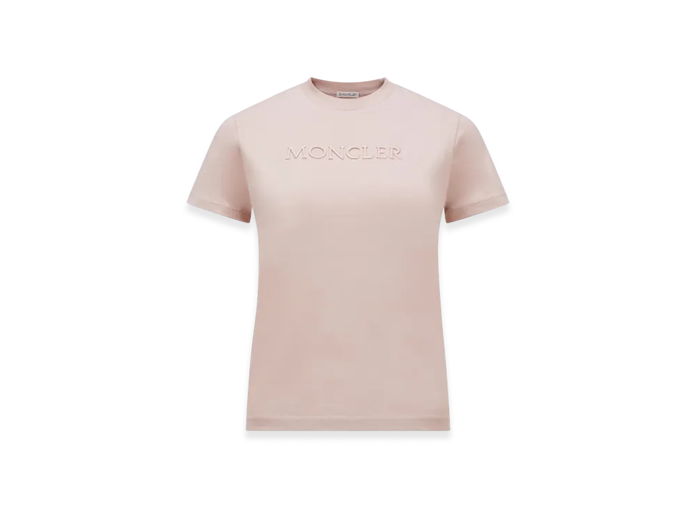 MONCLER Embroidered Tonal Logo Cotton T-Shirt "Pink"