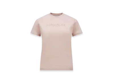 MONCLER Embroidered Tonal Logo Cotton T-Shirt "Pink"