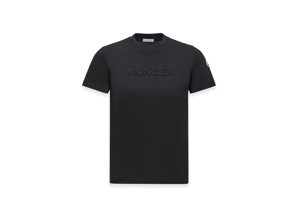 MONCLER Embroidered Tonal Logo Cotton T-Shirt "Black"