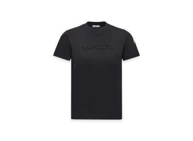 MONCLER Embroidered Tonal Logo Cotton T-Shirt "Black"