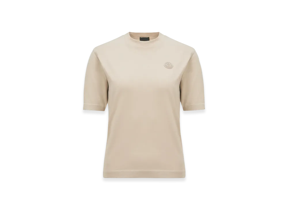 MONCLER Silicone Logo Patch Cotton T-Shirt "Beige"