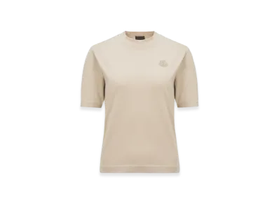 MONCLER Silicone Logo Patch Cotton T-Shirt "Beige"