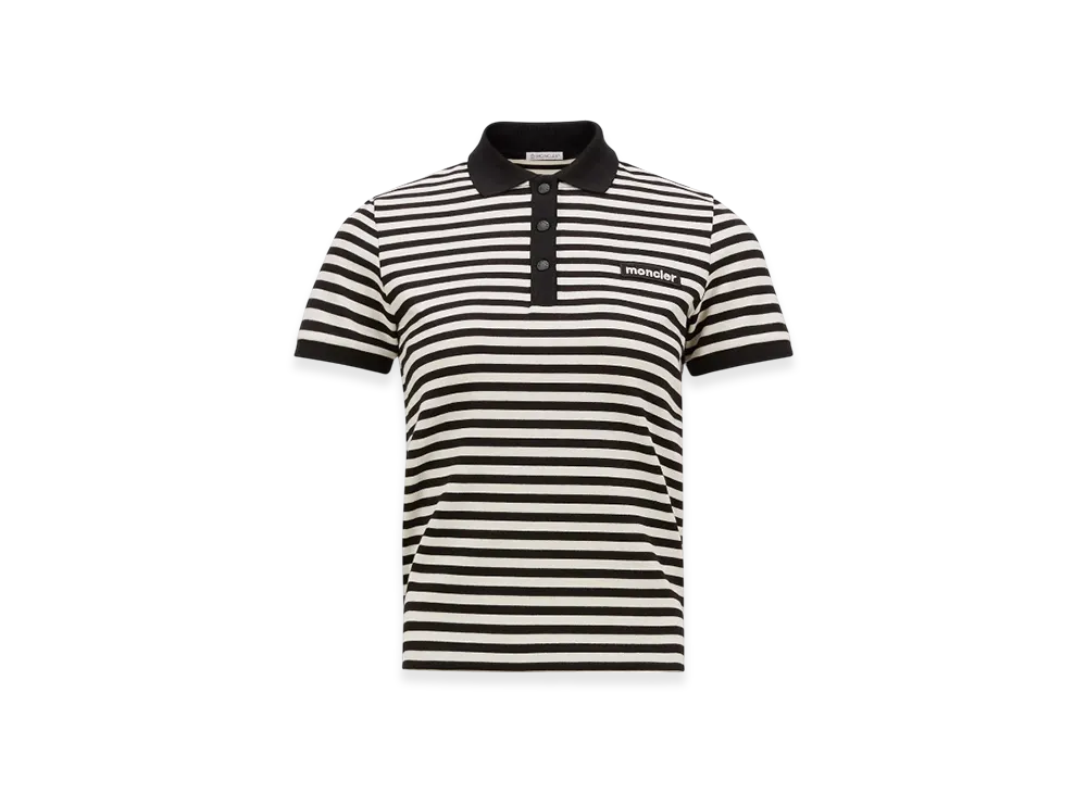 MONCLER Striped Cotton Polo Shirt "Blue White"