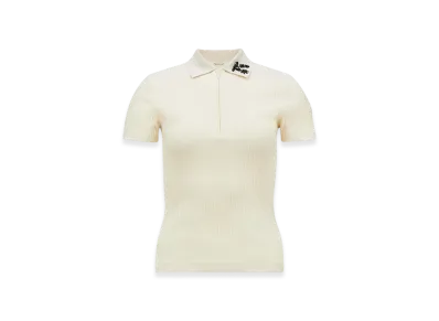 MONCLER Hand-Beaded Cotton Blend Polo Shirt "White"