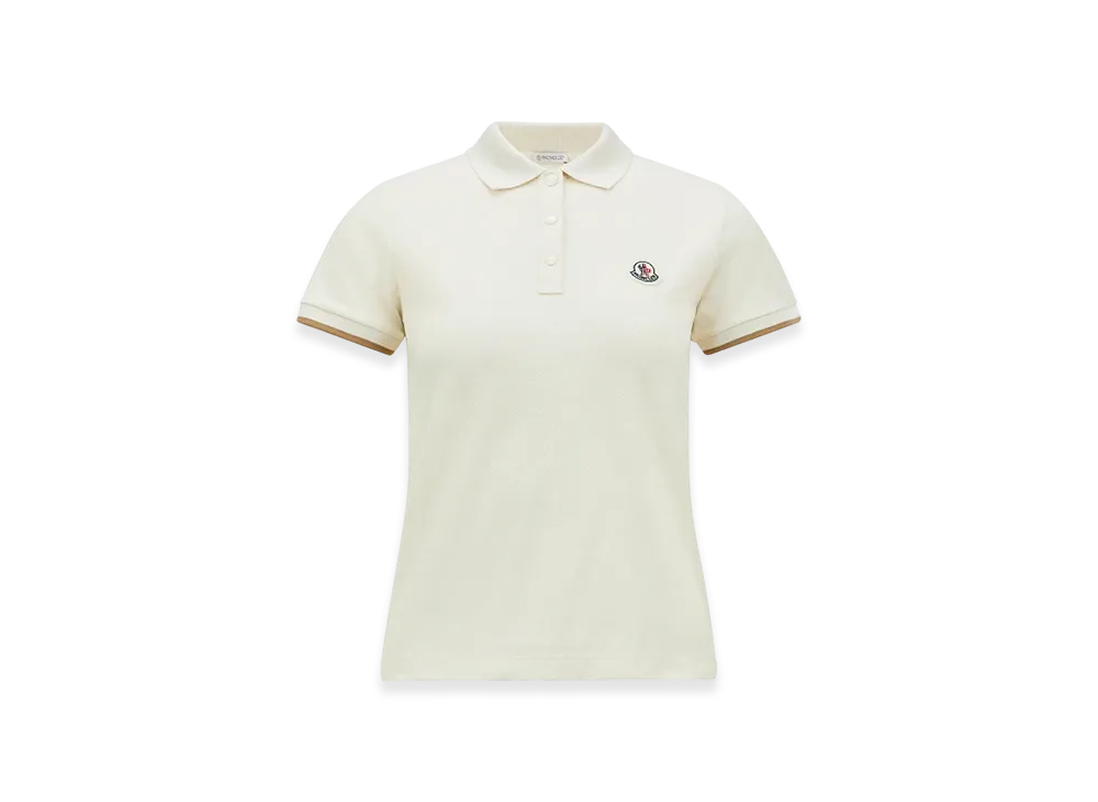 MONCLER Logo Patch Cotton Piquet Polo Shirt "White"