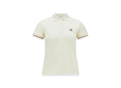 MONCLER Logo Patch Cotton Piquet Polo Shirt "White"