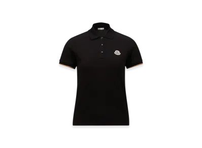 MONCLER Logo Patch Cotton Piquet Polo Shirt "Black"