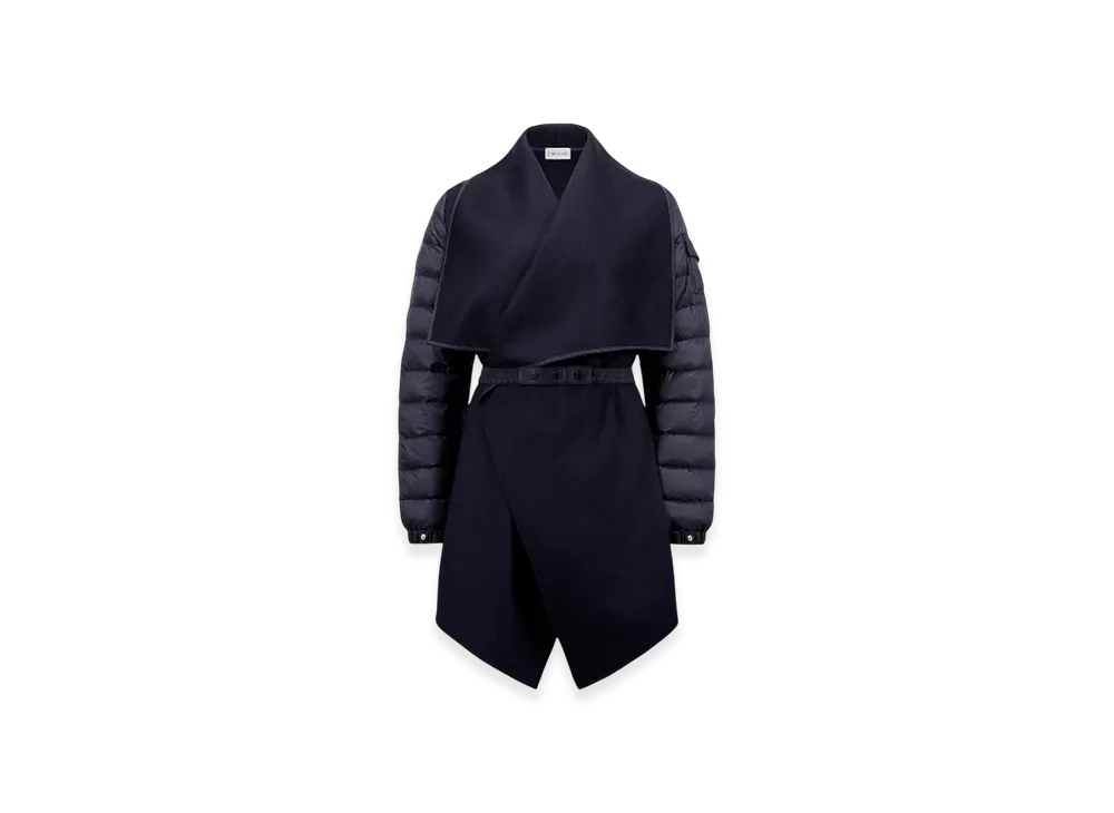 MONCLER Padded Wool Felt Cape "Dark Blue"
