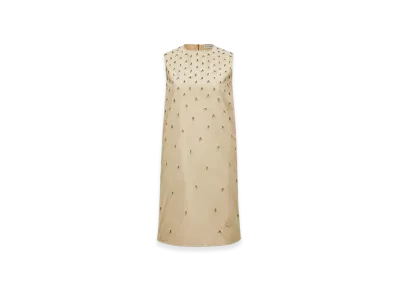 MONCLER Beaded Mini Dress "Light Beige"
