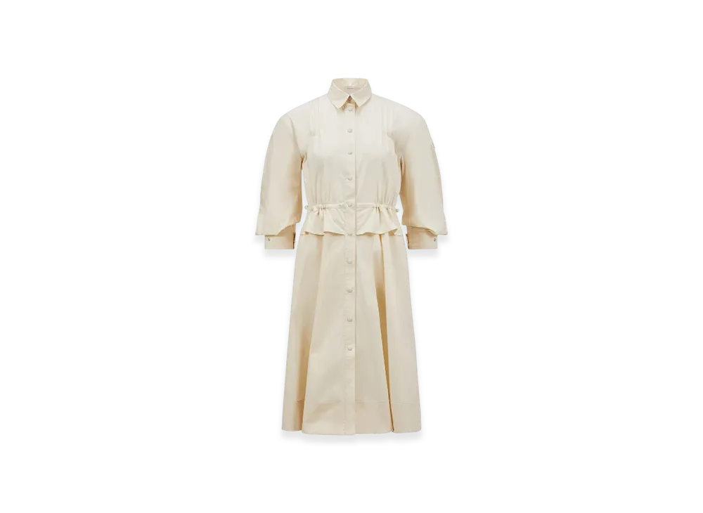 MONCLER Cotton Peplum Shirt Dress "White"