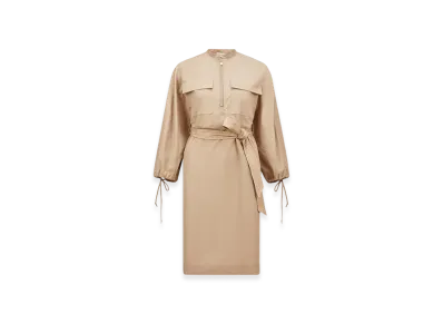MONCLER Belted Poplin Midi Dress "Beige"