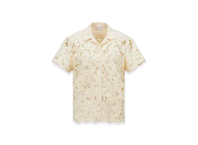 MONCLER Floral Macrame Short Sleeve Shirt "White"