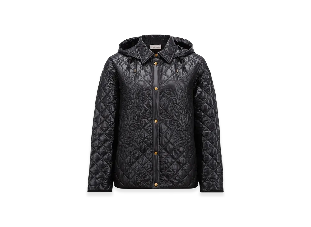 MONCLER Floral-Quilted Hooded Shirt Jacket "Black"